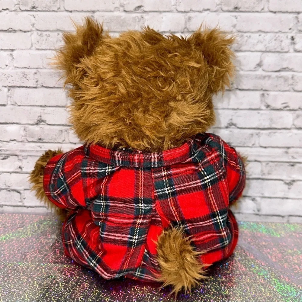 Belkie 2000 Teddy Bear Plush Plaid Pajamas Festive Jointed Hands Feet Vintage
